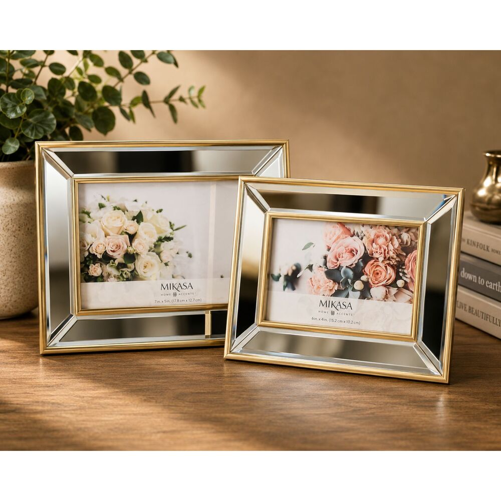Mikasa Gold Mirrored Picture Frames Set 4x6 & 5x7 NWT Glam Decor READ